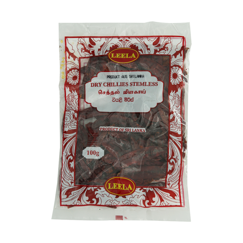 Leela Dry Chillies - Stemless 100 x 100 g