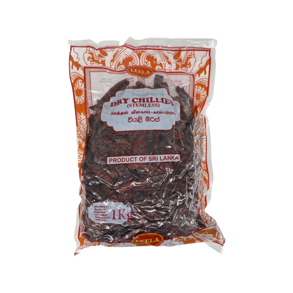 Leela Dry Chillies- Stemless 14 x 1 kg