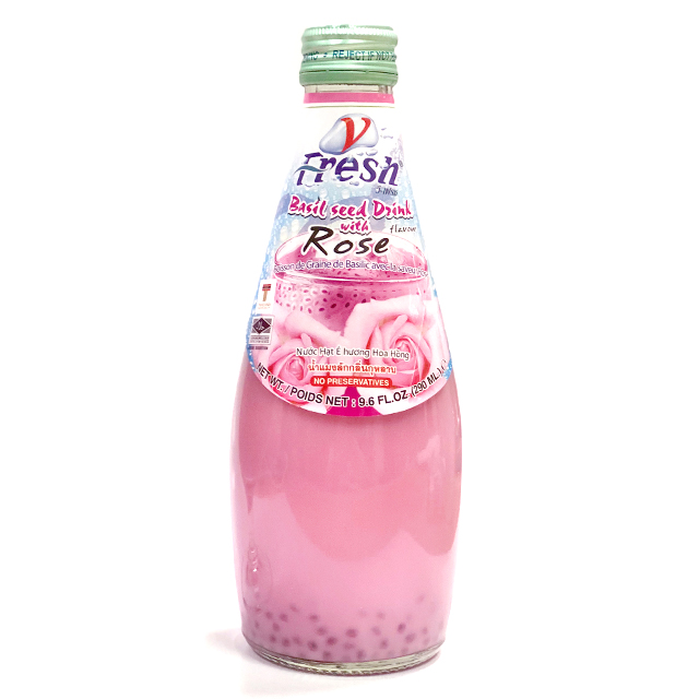 V - Fresh Rose Drink With Basil Seeds 24 x 290 ml