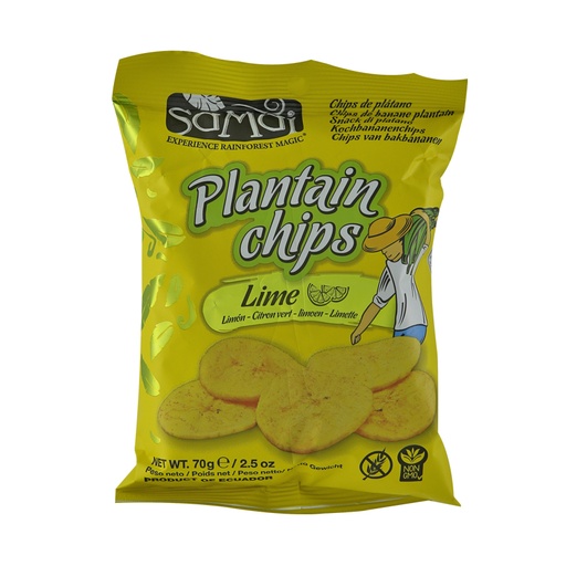 [4655] Somai Plantain Chips Lime 30 x 70 g